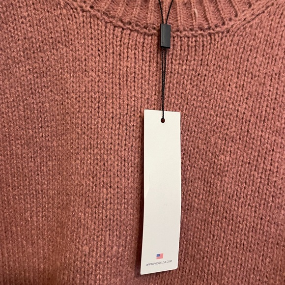 NWT VIGOSS Pleated Sleeve Crop Crew Neck Pink Mauve Sweater W Sz Lg - Picture 5 of 5